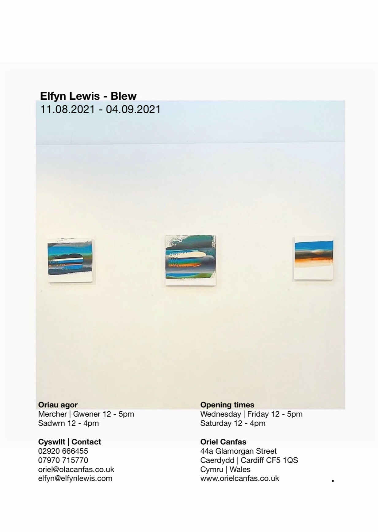 Elfyn Lewis - Blew 11.08.2021 | 04.09.2021 - Oriel Canfas